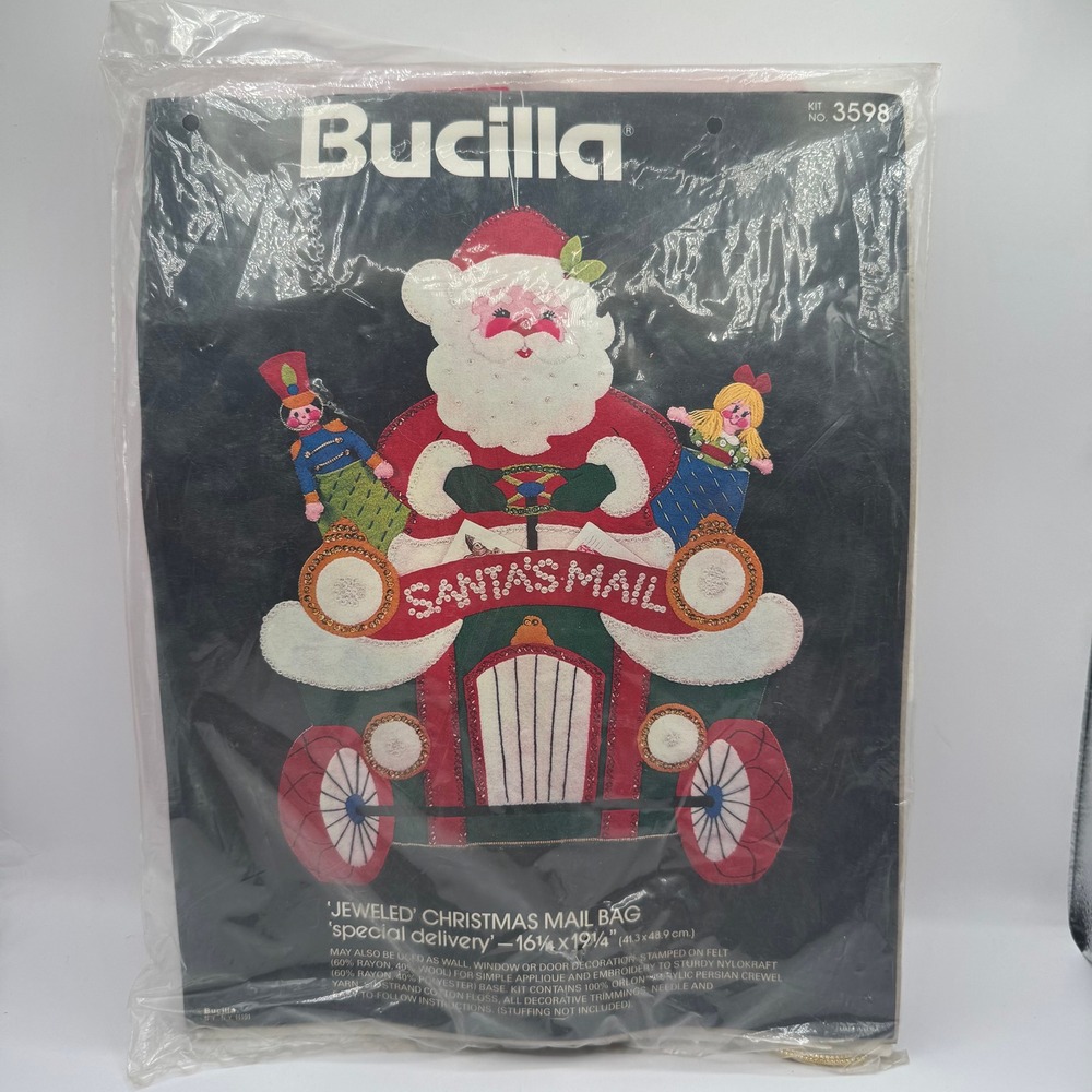 New Bucilla Special Delivery Christmas Mail Bag 3598 Red Santa's Mail Vintage